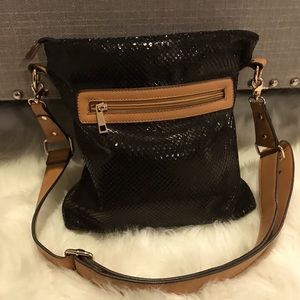 Black snakeskin shoulder bag!